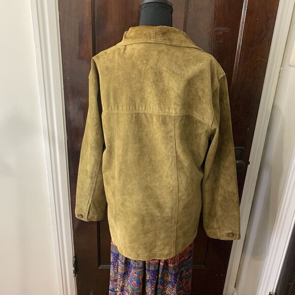 Vintage St. Johns Bay Washable Suede Jacket Blazer Womens MEDIUM Olive Green - Picture 7 of 13